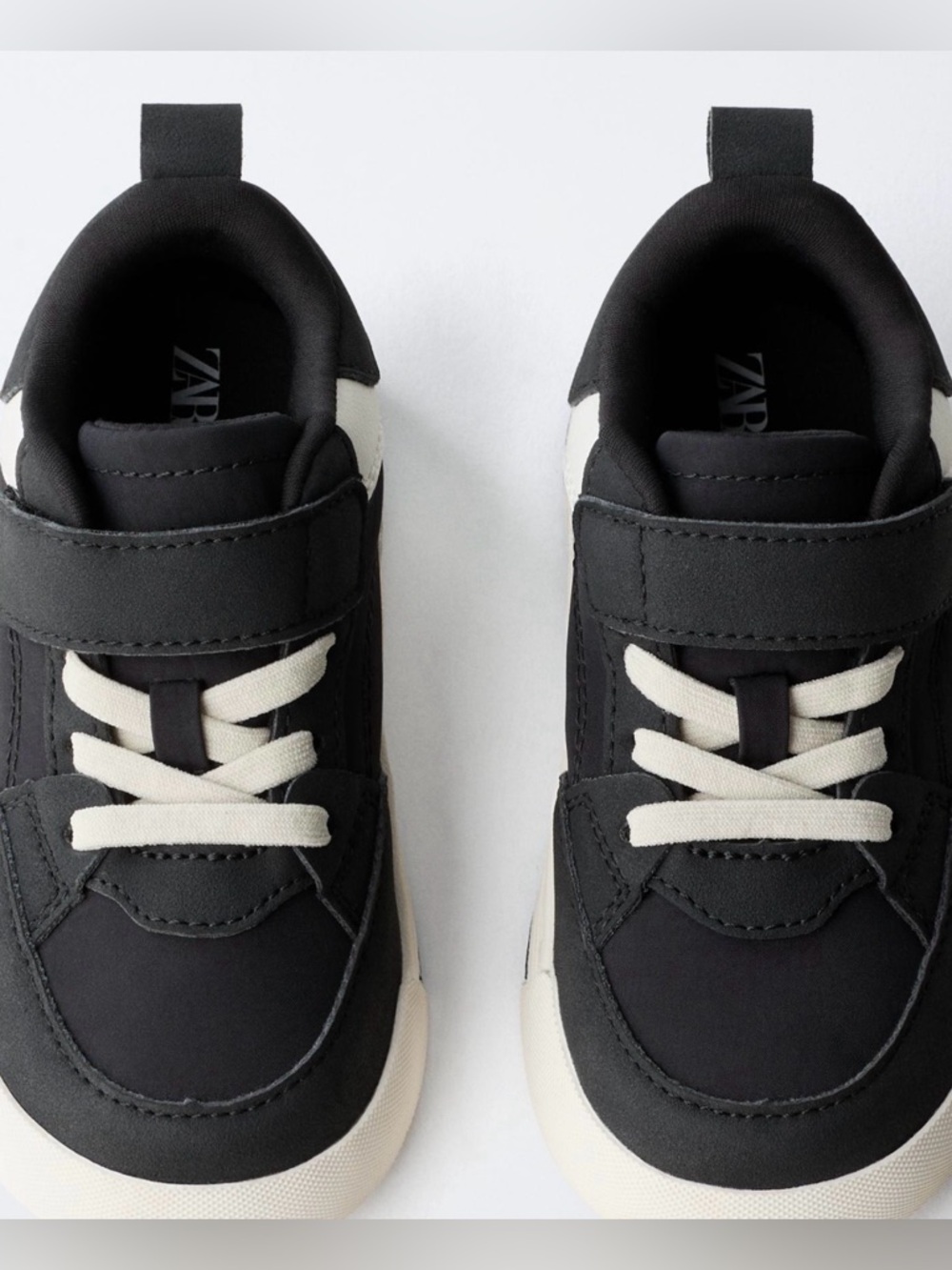Zara Kids Black and Cream Strap Skate Sneakers Sz 9.5 toddler